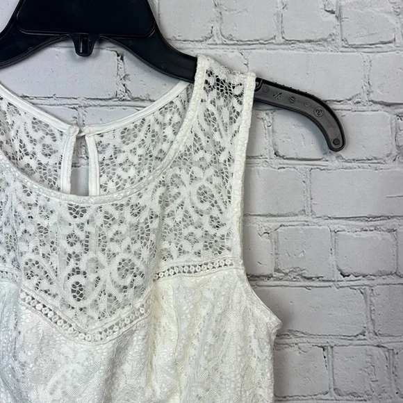 BCX White Lace & Periwinkle Blue Chiffon Dress Juniors Size 3 - Picture 4 of 9